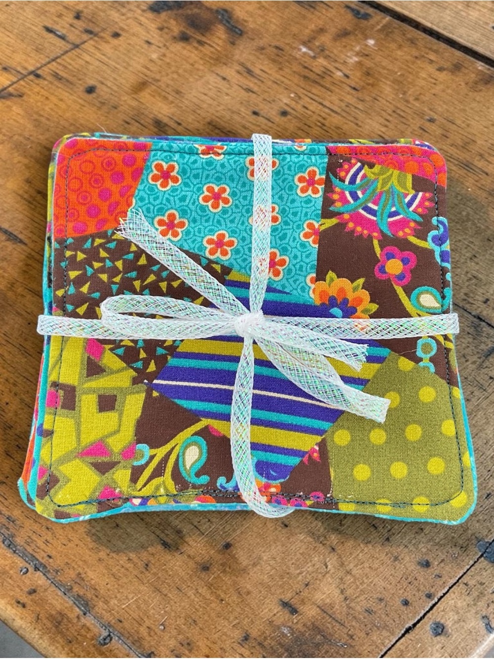 Patchwork Daisy Pattern Cotton Coasters - Multicolor